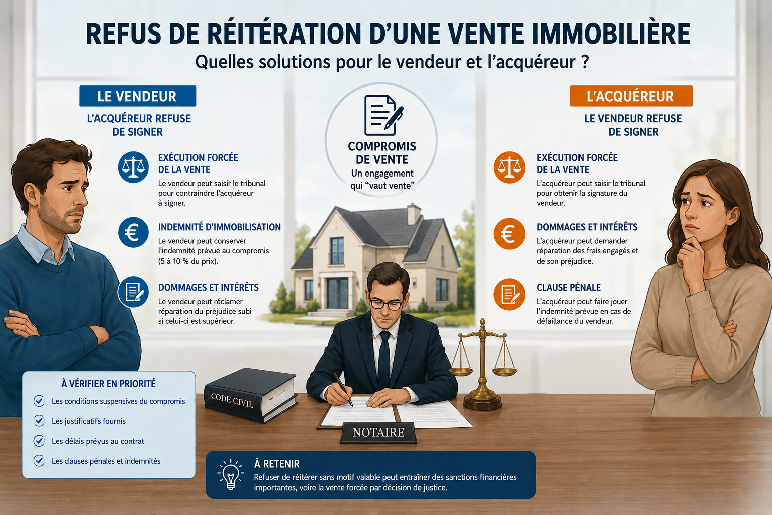 Refus de réitération d’une vente immobilière : quelles solutions pour le vendeur et l’acquéreur ?