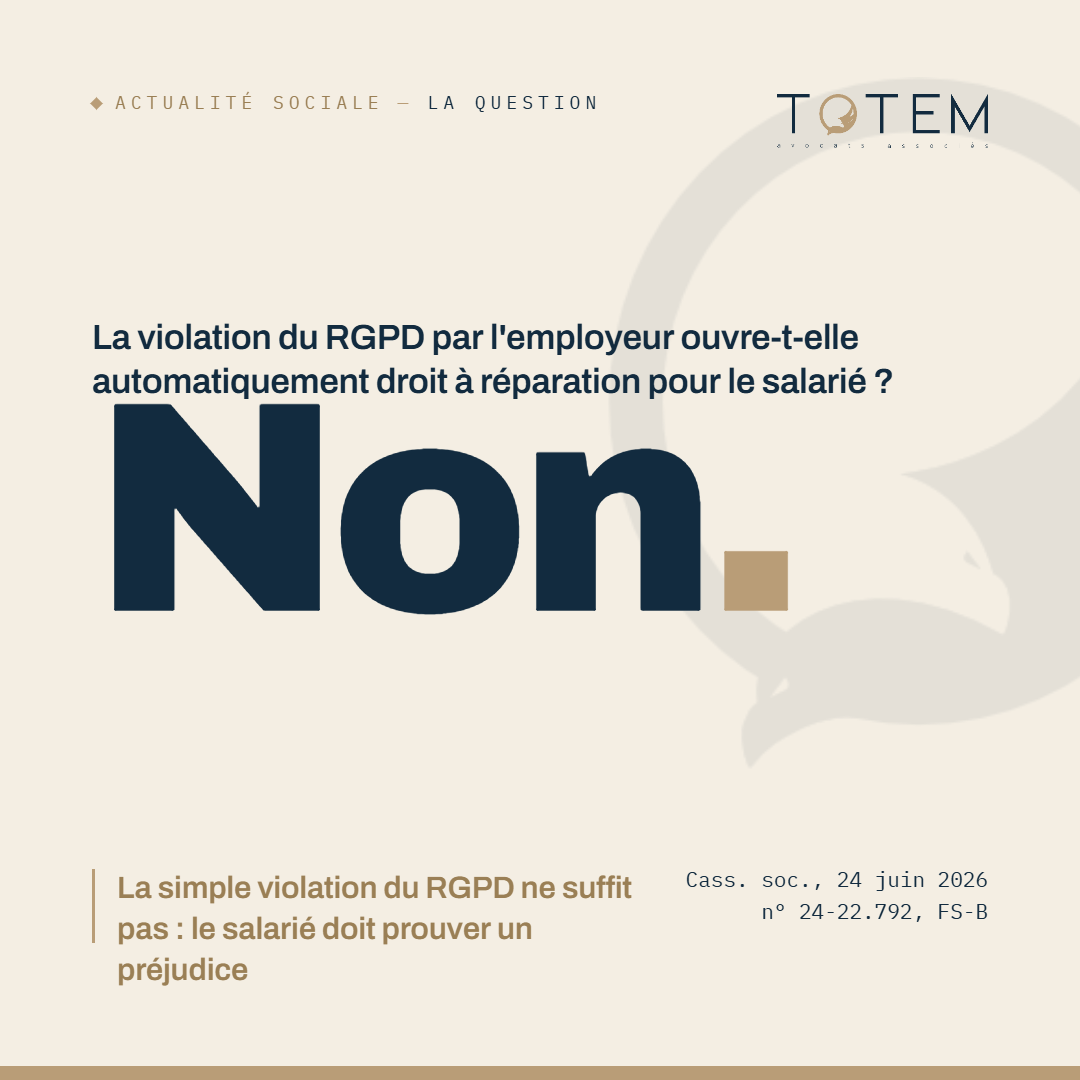 RGPD et droit du travail : la Cour de cassation exige la preuve d'un préjudice réel pour toute demande d'indemnisation