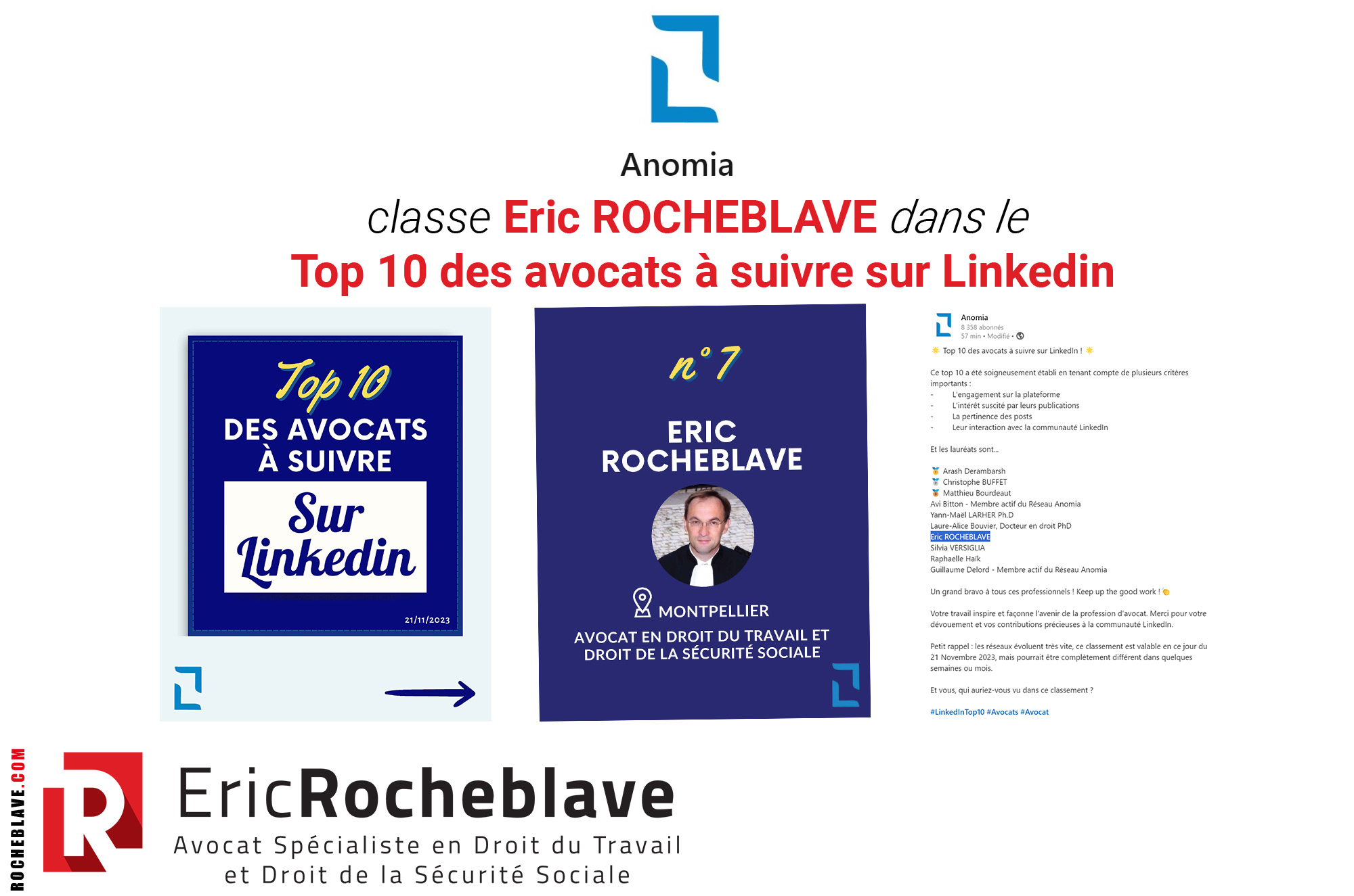 Anomia classe Eric Rocheblave dans le « Top 10 des avocats à suivre sur Linkedin »