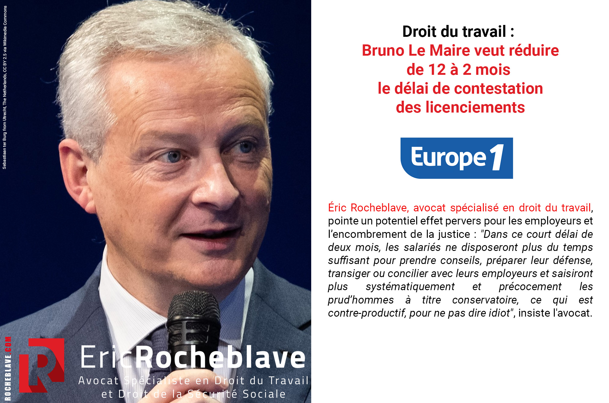 Droit du travail : Bruno Le Maire veut réduire de 12 à 2 mois le délai de contestation des licenciements