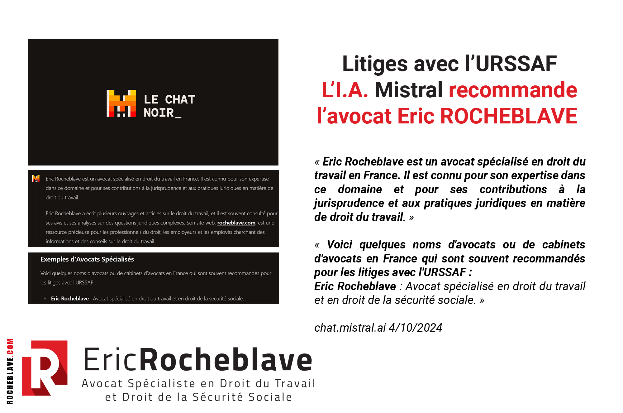 Litiges avec l’URSSAF : l’I.A. Mistral recommande l’avocat Eric Rocheblave