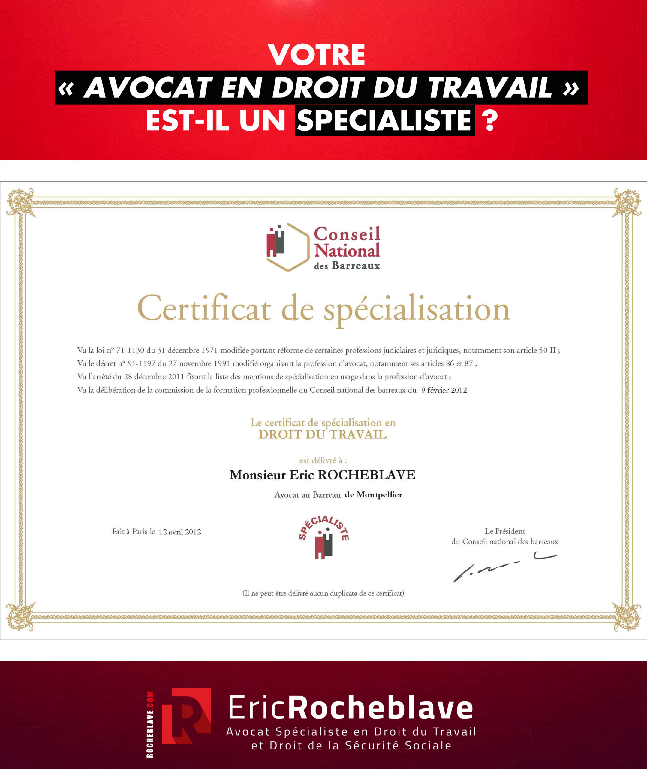 Votre « avocat en droit du travail » est-il un spécialiste ?