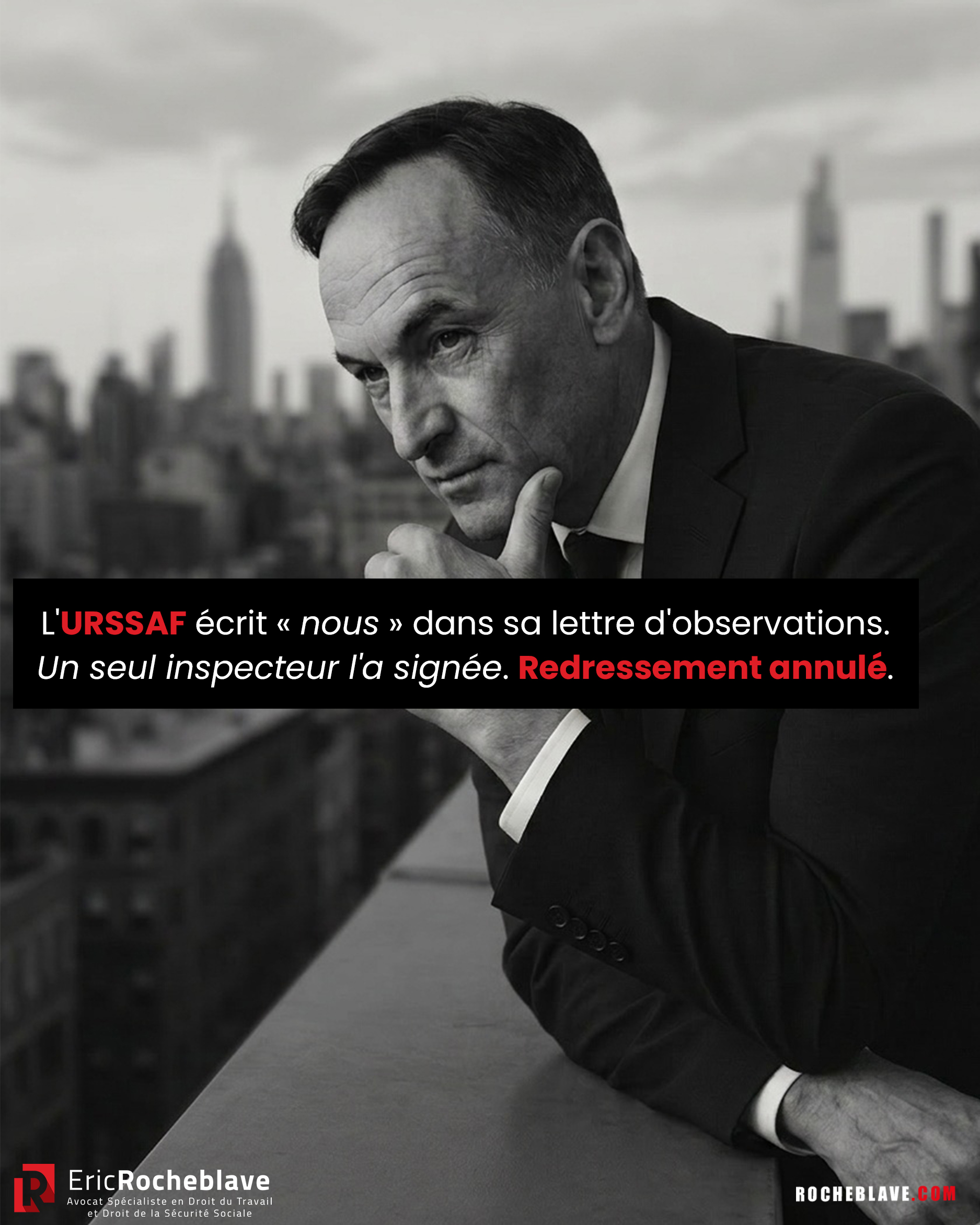L'URSSAF écrit « nous » dans sa lettre d'observations. Un seul inspecteur l'a signée. Redressement annulé.