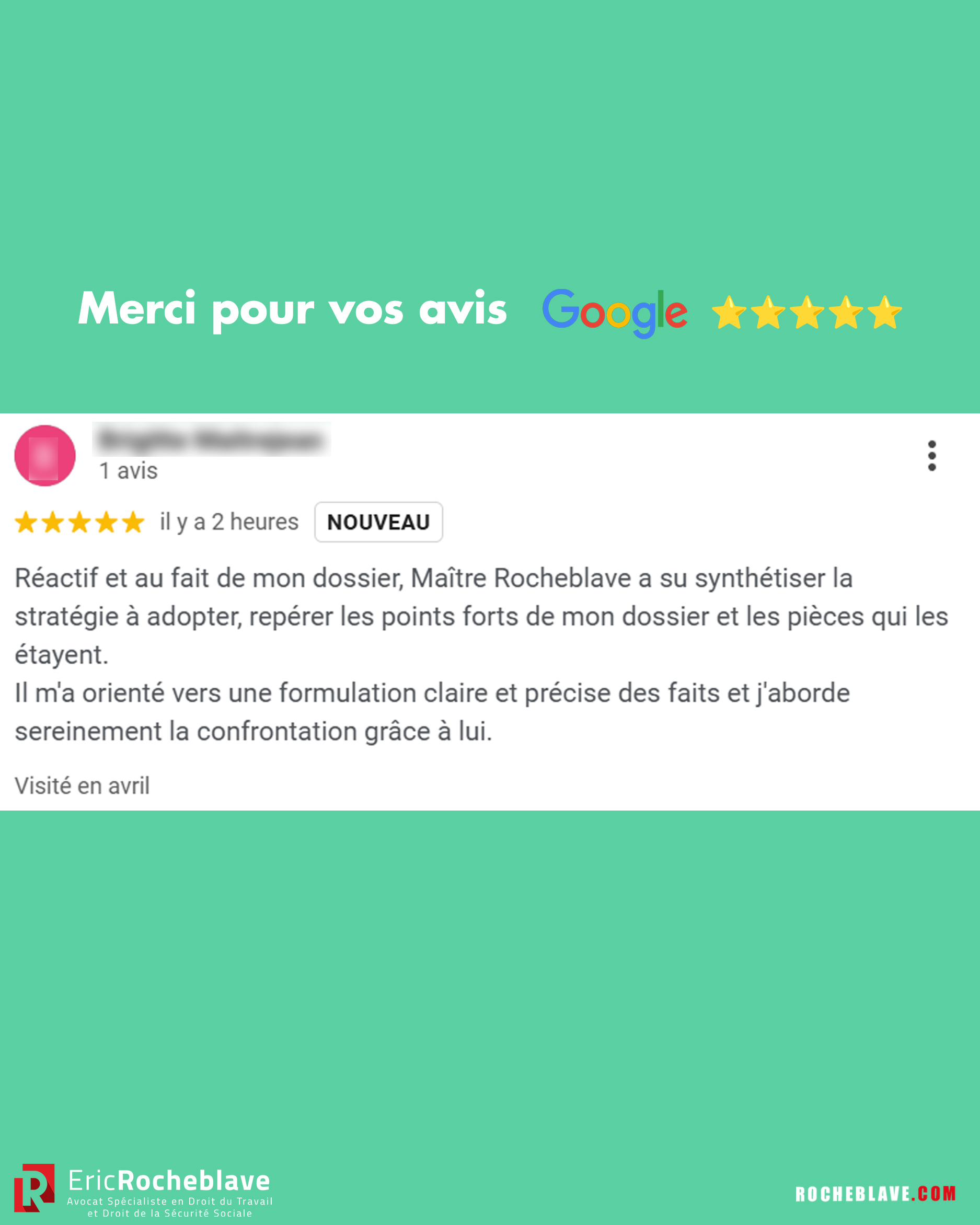 Mon 100e avis sur Google.