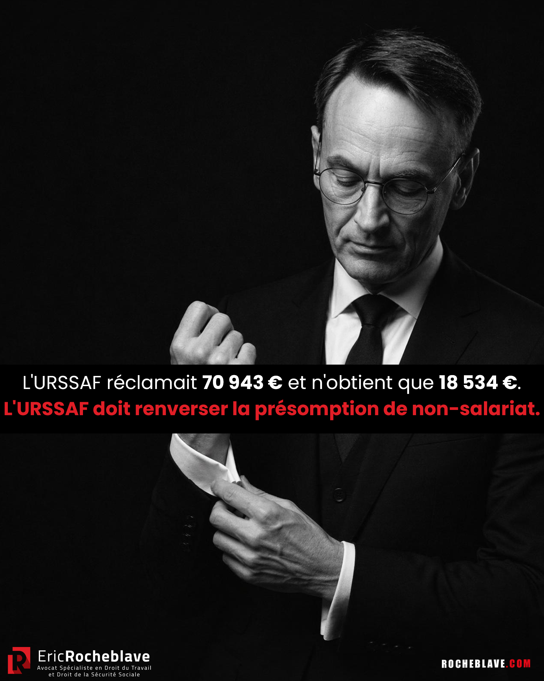 L'URSSAF réclamait 70 943 € et n'obtient que 18 534 €. L'URSSAF doit renverser la présomption de non-salariat.