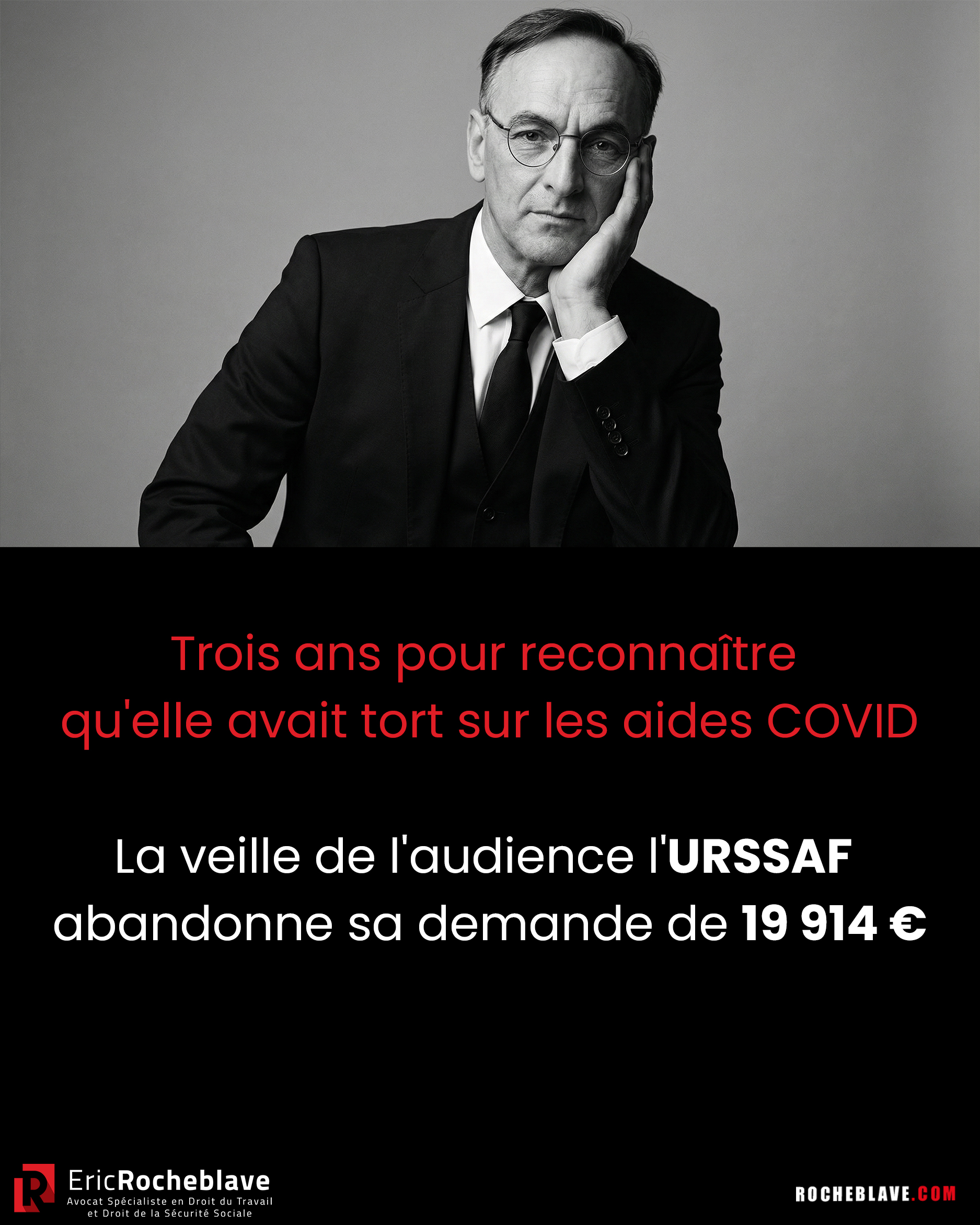 Trois ans pour reconnaître qu'elle avait tort sur les aides COVID La veille de l'audience l'URSSAF abandonne sa demande de 19 914 €
