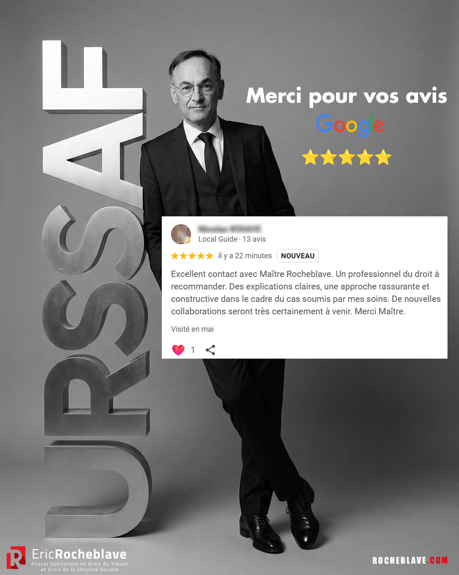 Merci pour vos avis ***** sur Google