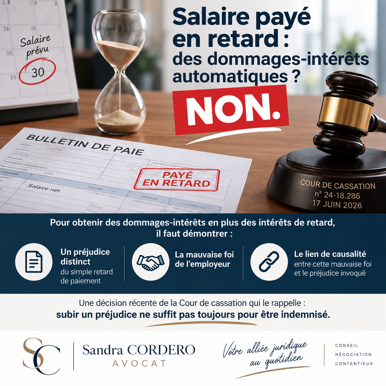 Salaire payé en retard : des dommages et intérêts automatiques ? Non.