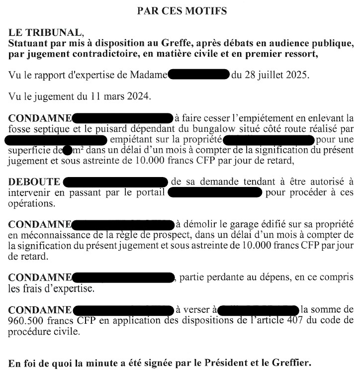 ⚖️ Défense de la propriété et 960 500 F (soit 8 049 €) de frais d'avocat remboursés !