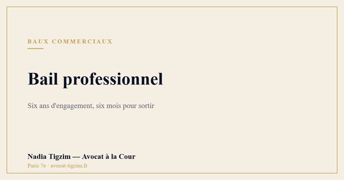 Bail professionnel : six ans d'engagement, six mois pour sortir