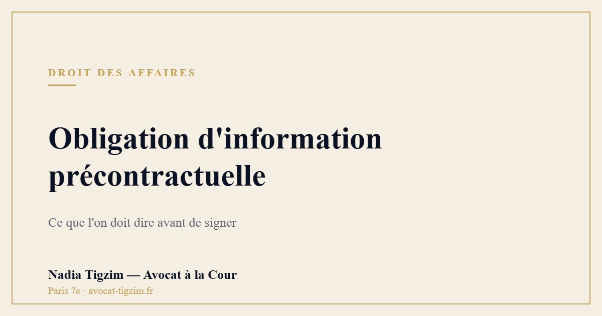 Obligation d'information précontractuelle : tout ne doit pas être dit