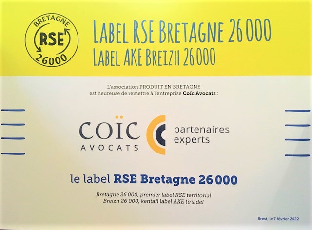 Le cabinet est labellisé RSE "Bretagne 26000"