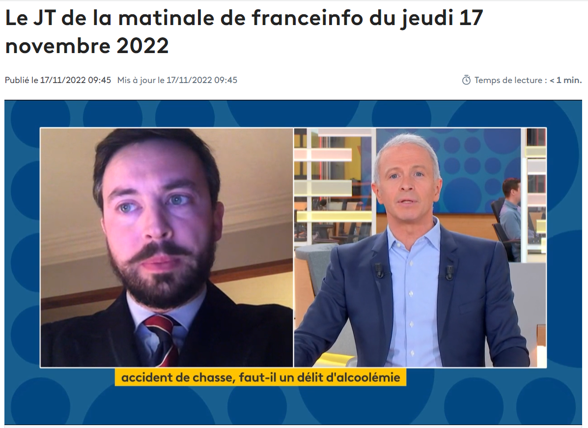 Actualité Droit de la Chasse – la matinale de France Info
