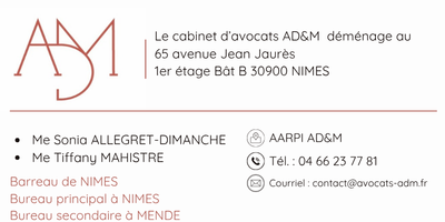 Nouvelle adresse du Cabinet de     Me ALLEGRET-DIMANCHE    - AD&M 