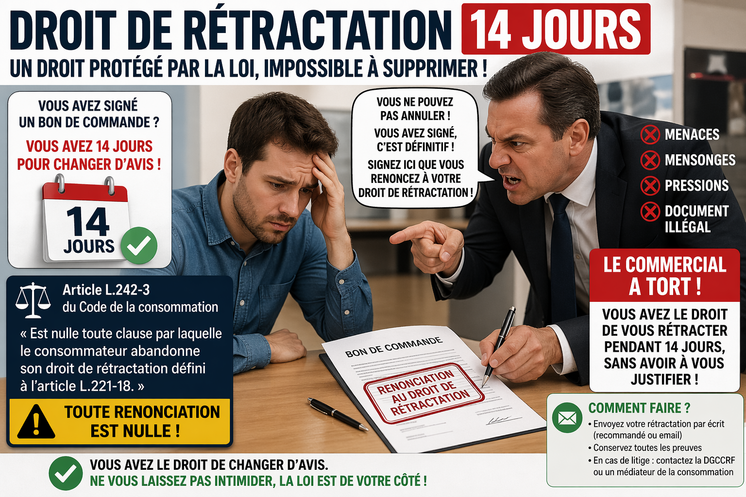 Vente à domicile : pourquoi la renonciation au droit de rétractation est illégale ?