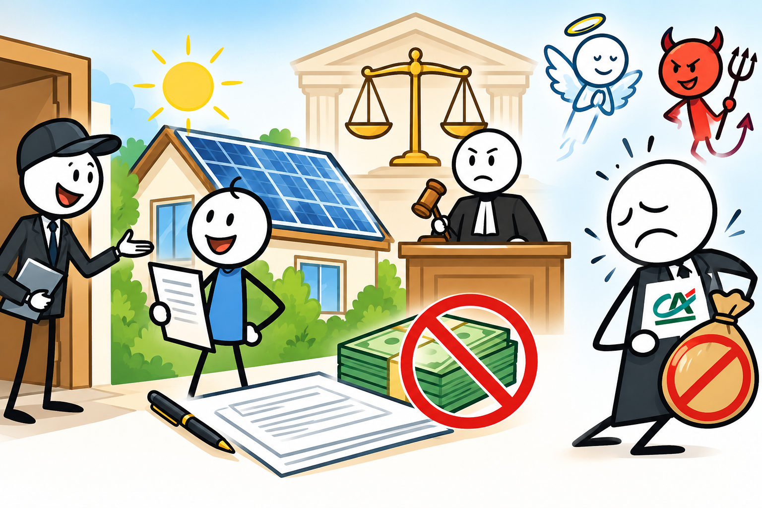 Panneaux photovoltaïques : SOFINCO condamnée à rembourser les échéances et privée d'un crédit de 26900 €
