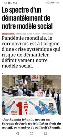 Notre modèle social à l'épreuve de la crise - Mon analyse publiée sur Chronik.fr
