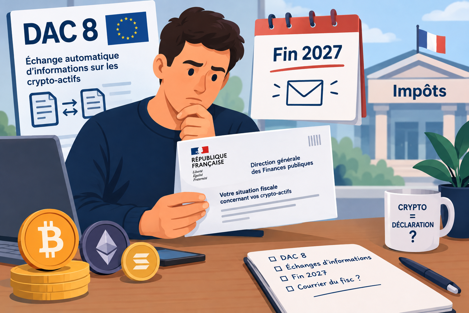 DAC 8 : pourquoi les détenteurs de crypto-actifs pourraient recevoir des courriers du fisc dès fin 2027