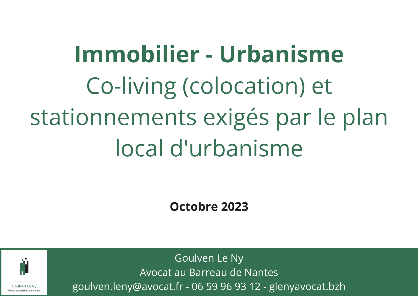 Co-living (colocation) et stationnements exigés par le plan local d'urbanisme