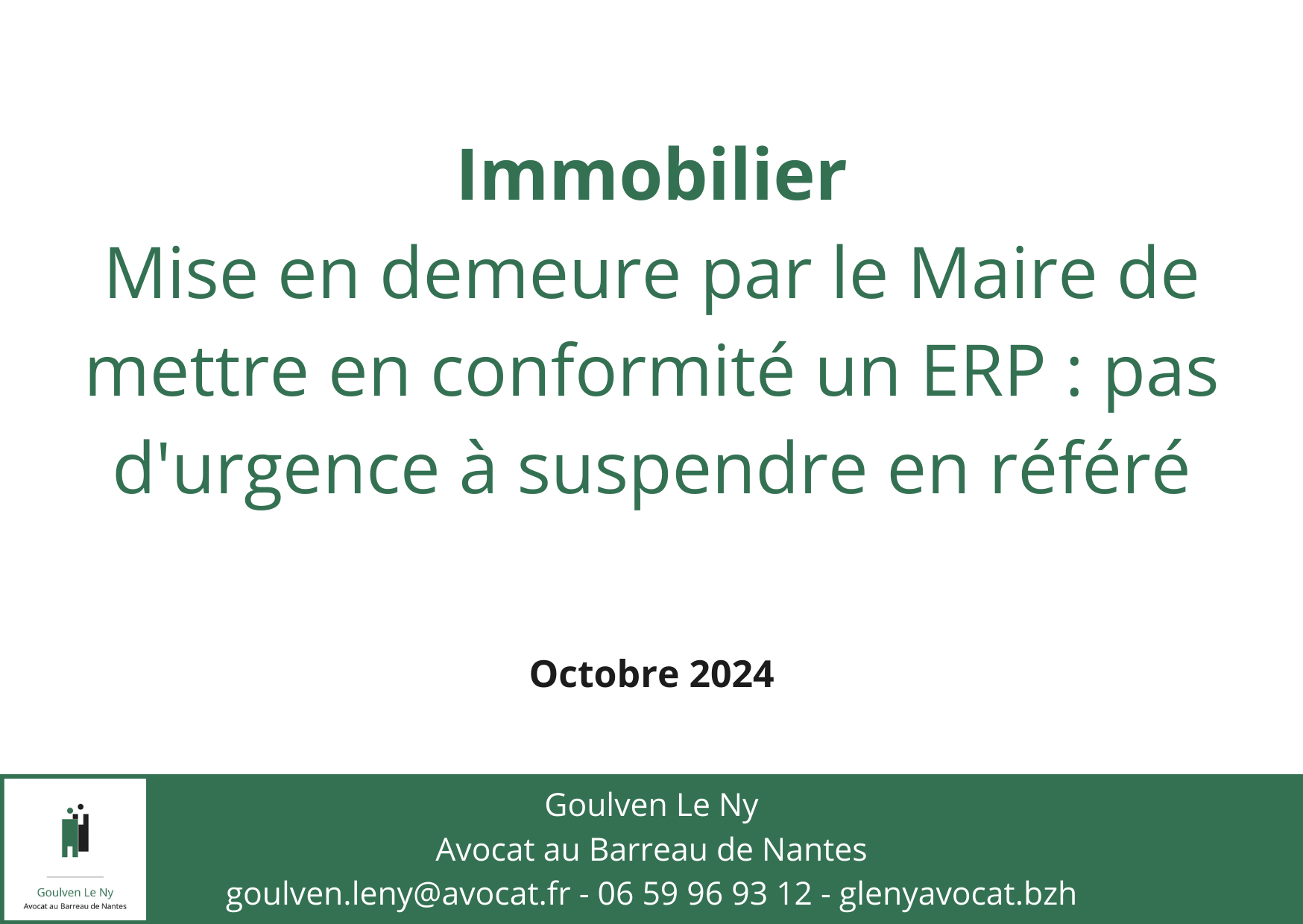 Mise en demeure par le Maire de mettre en conformité un ERP : pas d'urgence à suspendre en référé