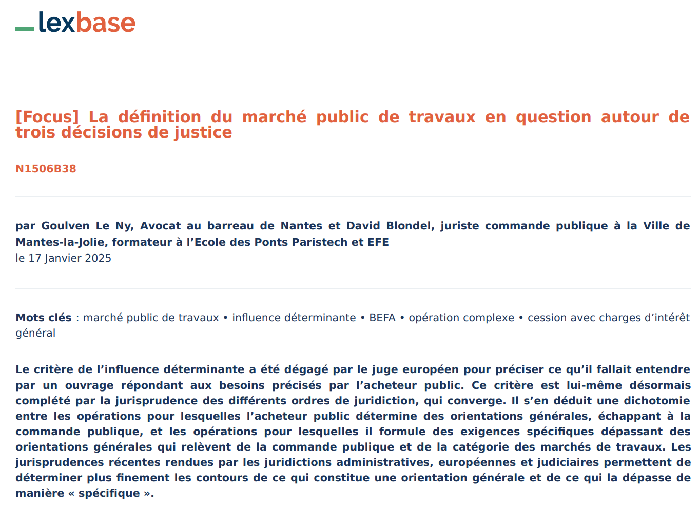 La définition du marché public de travaux en question autour de trois décisions de justice