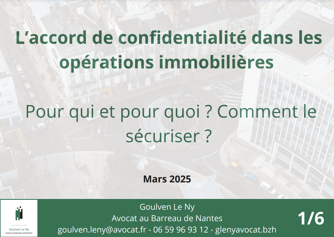 L’accord de confidentialité dans les opérations immobilières 