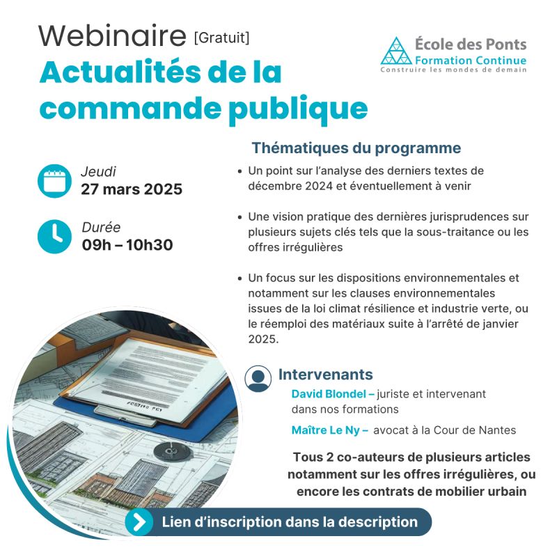 Webinaire ENPC actualités de la commande publique