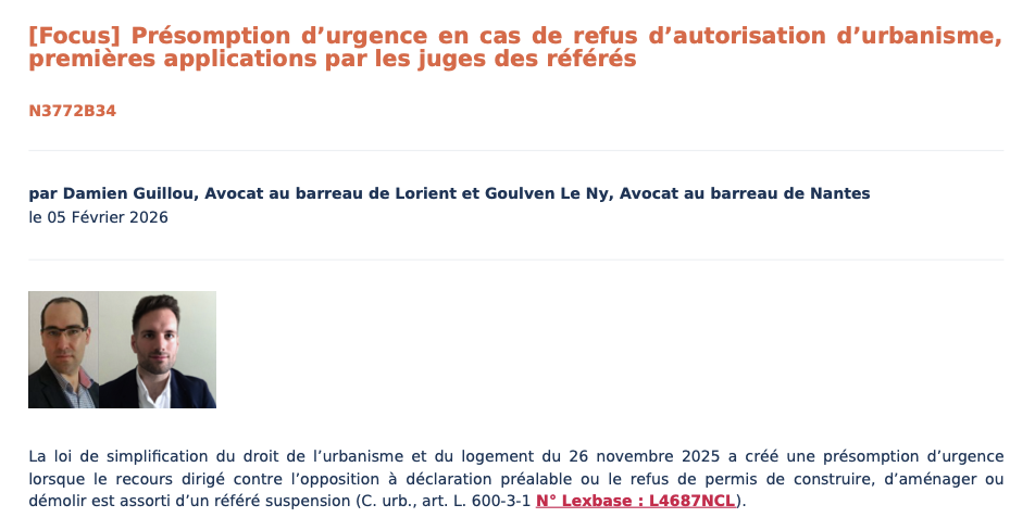 Présomption d’urgence en cas de refus d’autorisation d’urbanisme, premières applications par les juges des référés