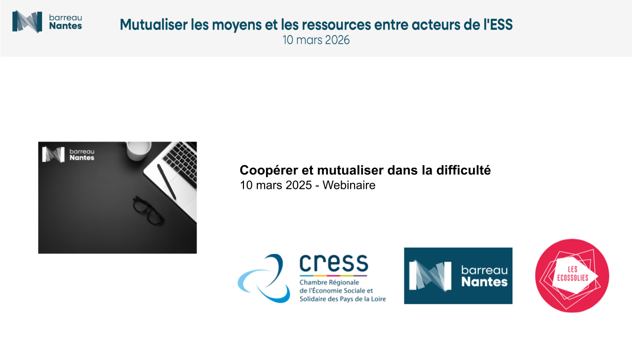 [WEBINAIRE] Mutualiser les moyens et les ressources entre acteurs de l'ESS