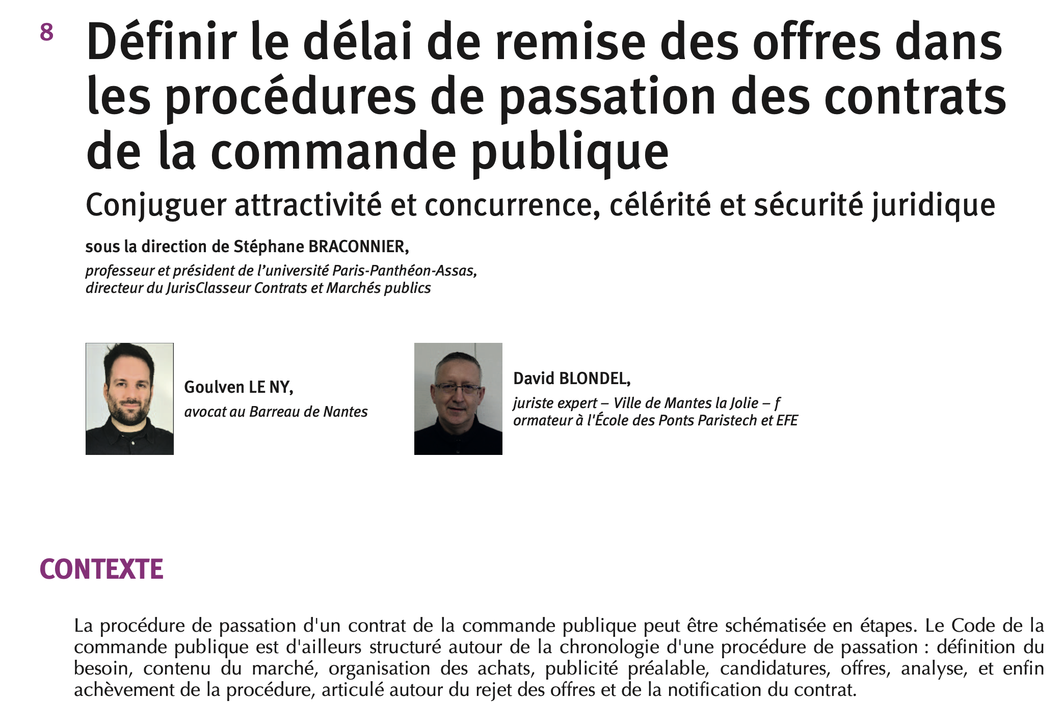 Définir le délai de remise des offres dans les procédures de passation des contrats de la commande publique
