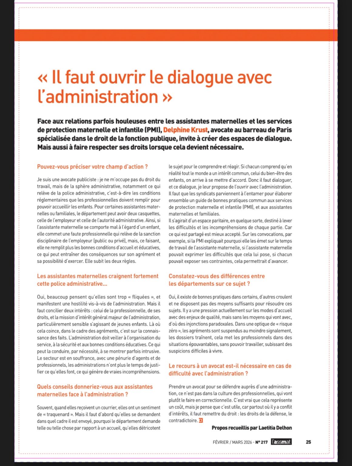 Assistantes maternelles et familiales : il faut dialoguer avec l'administration