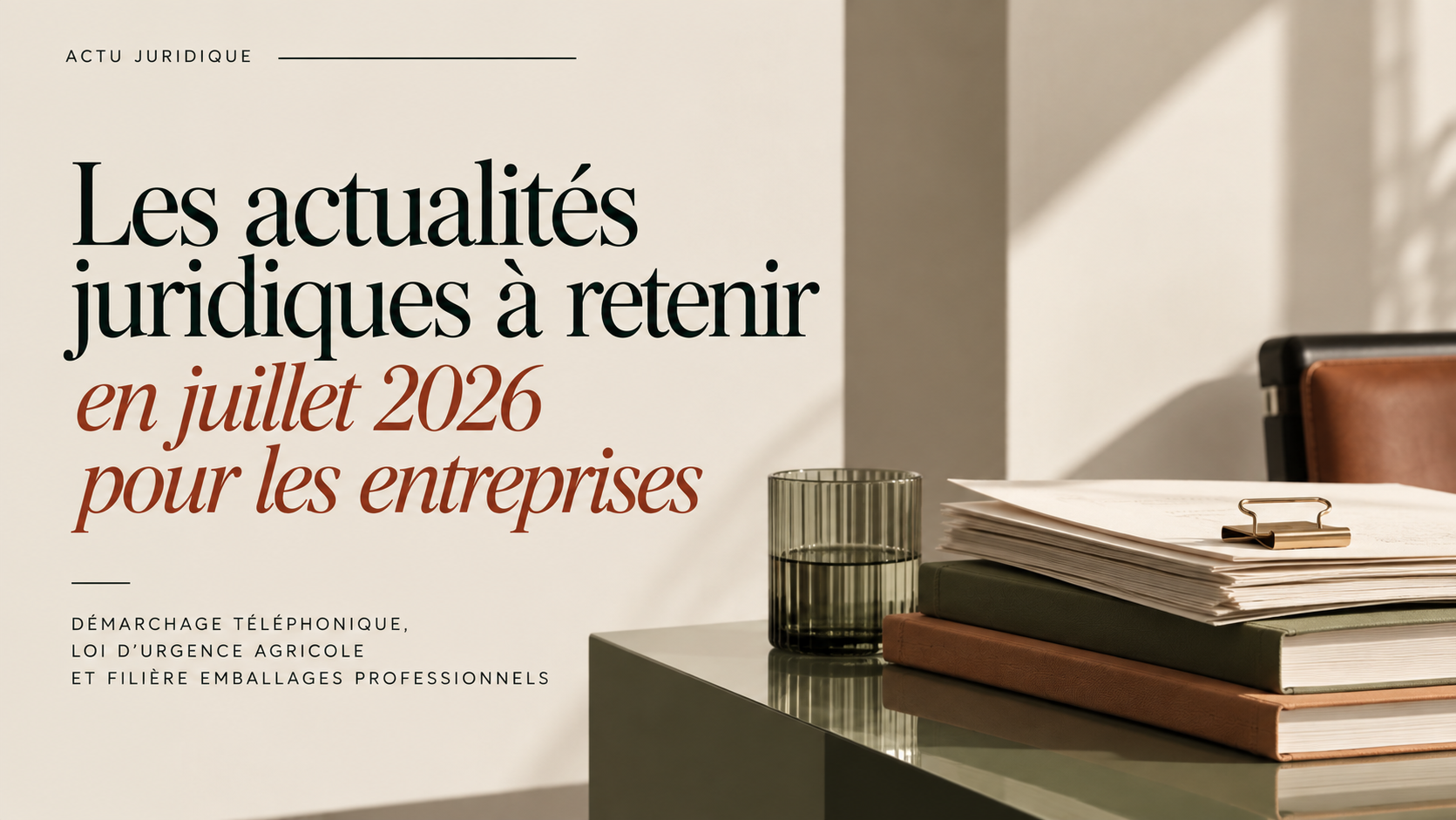 Les actualités juridiques à retenir en juillet 2026 pour les entreprises 