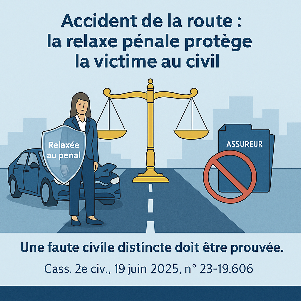  Accident de la route : la relaxe pénale protège la victime au civil