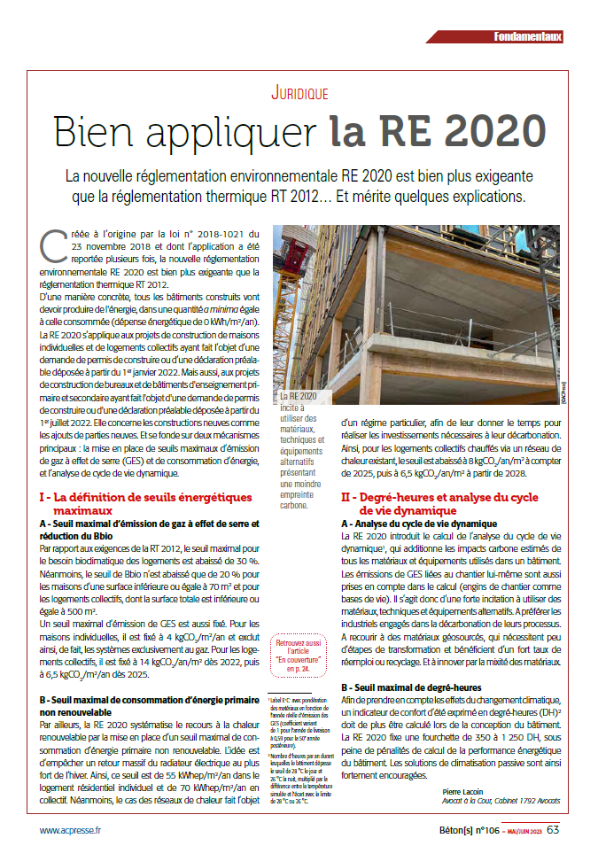 RE 2020 - La réglementation environnementale 2020