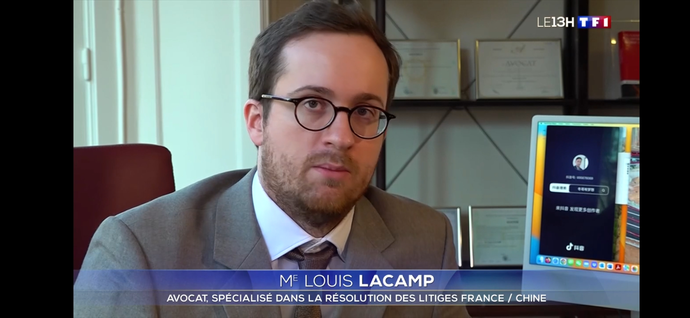 Maître Louis Lacamp interviewé pour le 13h de TFI sur les litiges d'expropriation en Chine