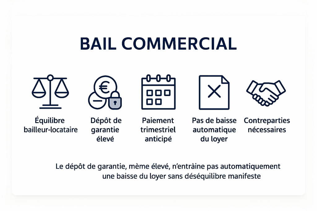 BAIL COMMERCIAL : LE DEPOT DE GARANTIE NE CONSTITUE PAS, EN SOI, UN FACTEUR DE DIMINUTION DE LA VALEUR LOCATIVE