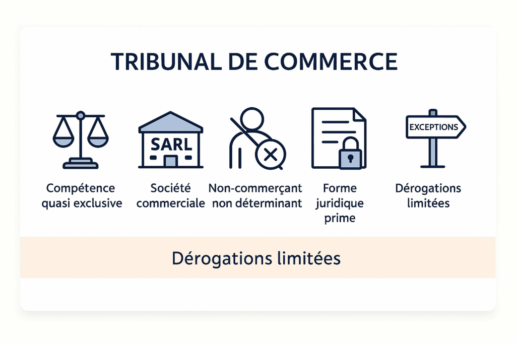 LA COMPETENCE QUASI EXCLUSIVE DU TRIBUNAL DE COMMERCE DANS LES CONTESTATIONS RELATIVES A UNE SARL