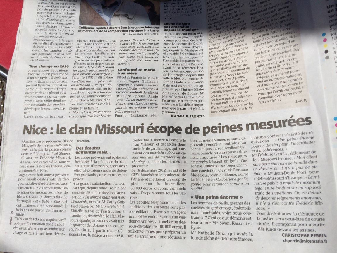 Article Nice-Matin, 9 avril 2014