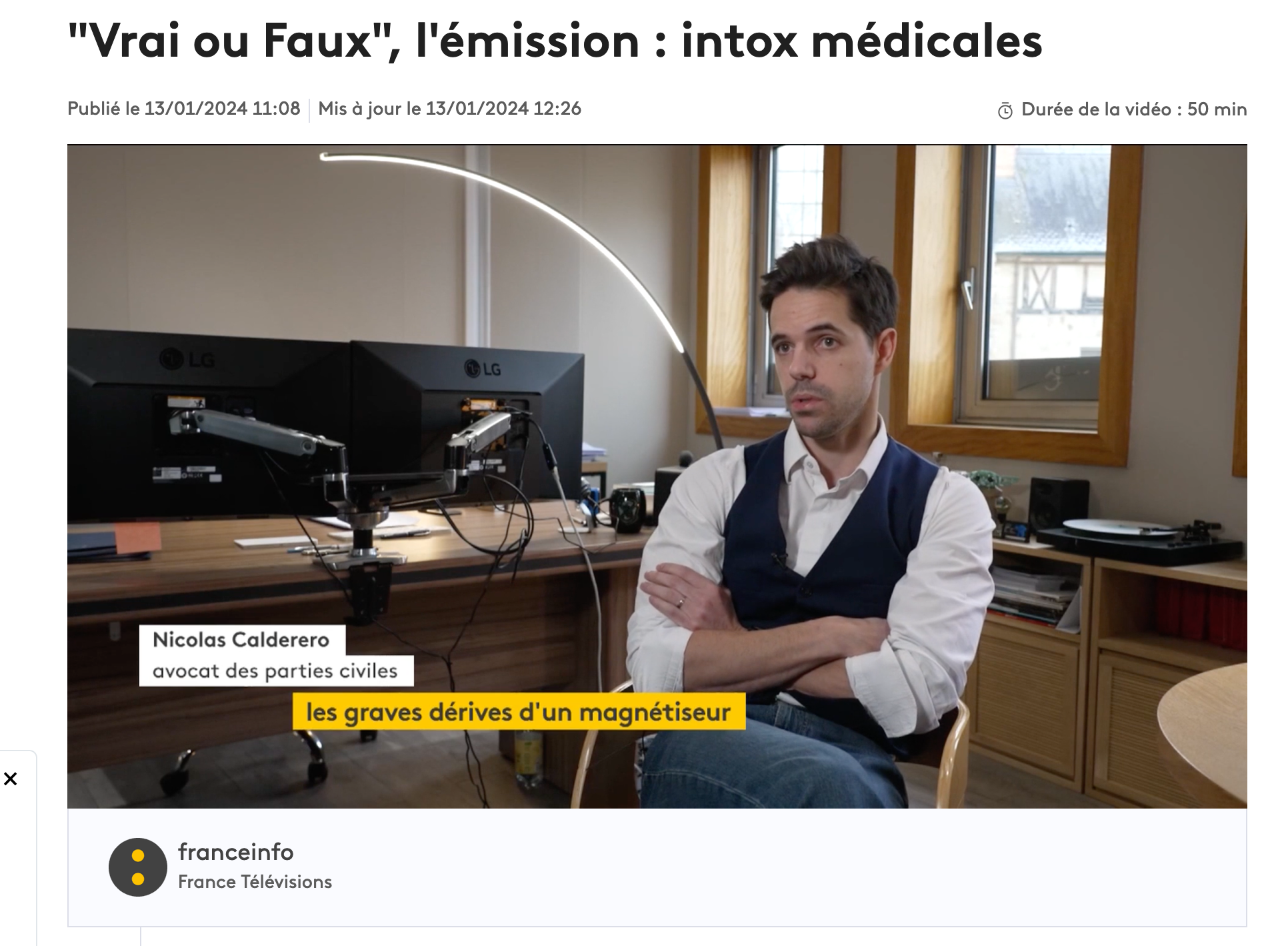 FranceInfo – Emission Vrai Faux – Magnétiseur et Viol