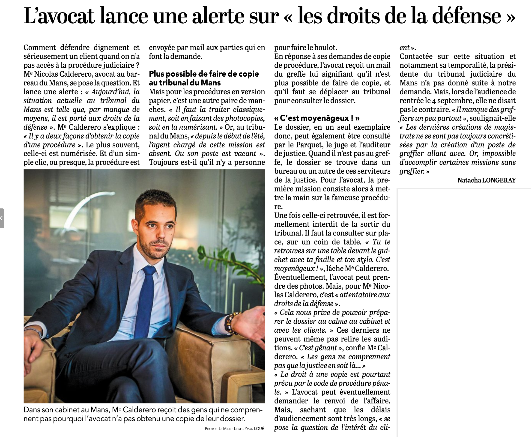 Droits de la défense en danger au Mans ?