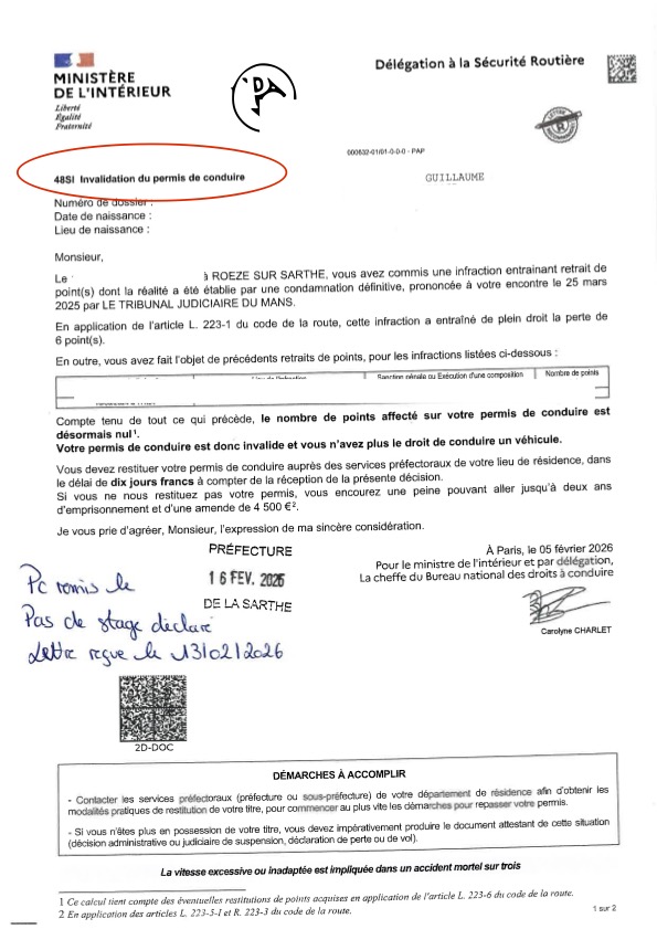Permis invalidé à tort : 6 points restitués avant l’été