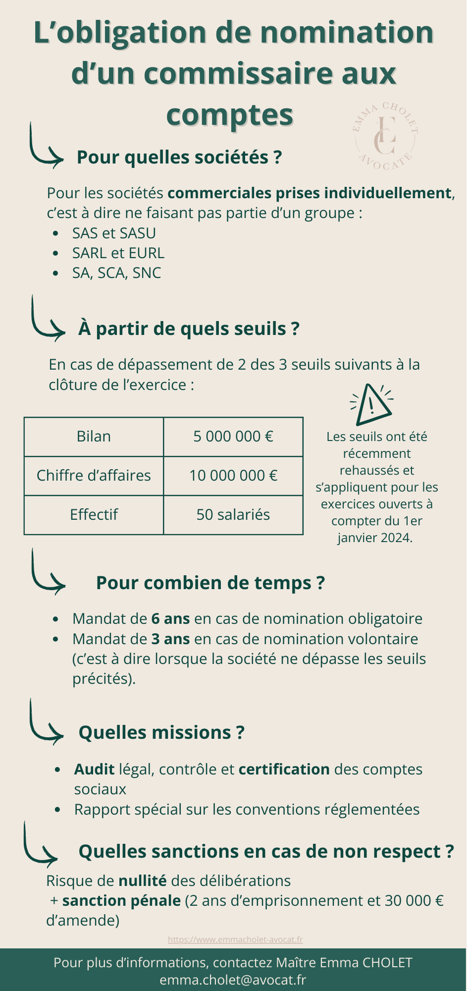 La nomination d'un commissaire aux comptes : seuils, obligations et sanctions