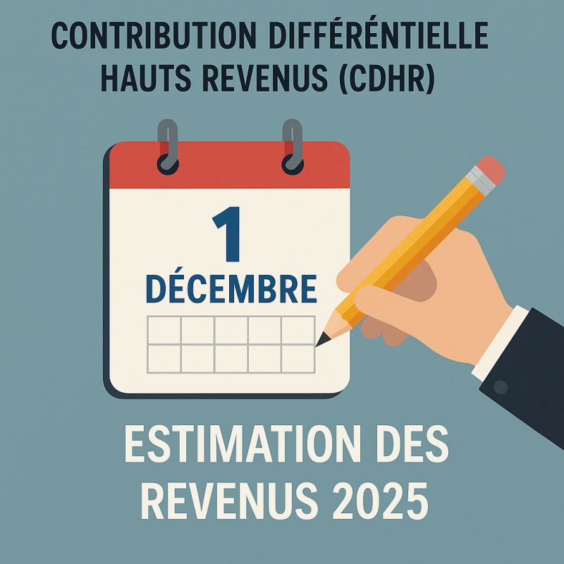 L’acompte de la Contribution Différentielle sur les Hauts Revenus (CDHR) devra être versé entre le 1er et le 15 décembre 2025