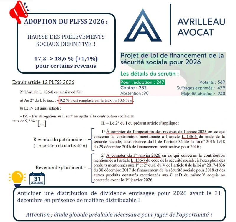 ✅ PLFSS 2026 : Faut-il anticiper vos dividendes 2026 avant le 31/12/2025 ?