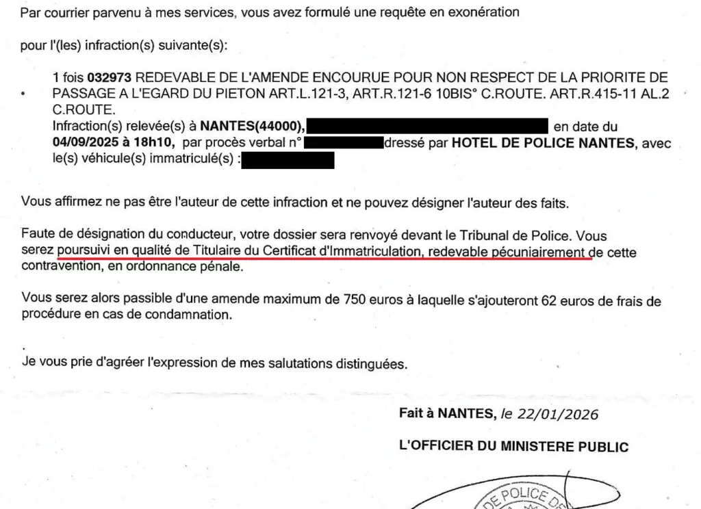 PV à la volée pour non-respect de la priorité aux piétons : comment j’ai évité la perte de 6 points grâce à l’article L.121-3